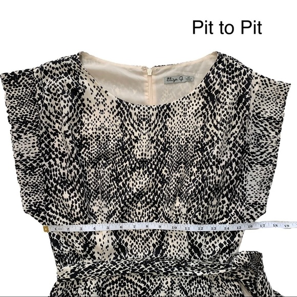 Eliza J Short Sleeve Chic Belted Sash Snakeskin Snake Print Mini Dress 6 petite - Picture 8 of 15